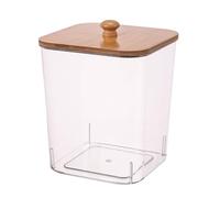 EnxJire Boîte rangement capsules lessive Boîte de rangement for lessive en poudre avec couvercle bambou, support for cotons-tiges for organiser la table basse(Color 1-L)