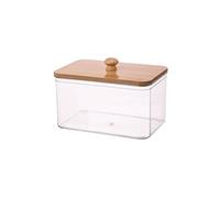 EnxJire Boîte rangement capsules lessive Boîte de rangement for lessive en poudre avec couvercle bambou, support for cotons-tiges for organiser la table basse(Color 1-M)