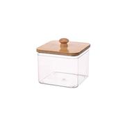 EnxJire Boîte rangement capsules lessive Boîte de rangement for lessive en poudre avec couvercle bambou, support for cotons-tiges for organiser la table basse(Color 1-S)