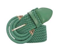 EnxJire Ceinture Élastique Femme Ceinture de taille en paille de rotin tissé vert for femmes, boucle en alliage, ceinture tressée for robe(Green)