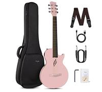 Enya Guitare Débutant Adulte Set - Fibre de Carbone 35 Pouces Nova Go SP1 Rose Cutaway Guitare basse Kit de Démarrage avec Smart AcousticPlus Pickup pour Enfants Adulte Femme Adolescent Cadeau
