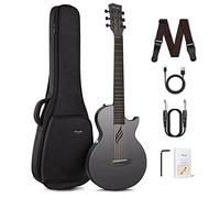 Enya Guitare Électro-Acoustique Adulte Set- Fibre de carbone Noir Nova Go SP1 Guitare avec câble de chargement Smart AcousticPlus Câble (35 pouces Modèle électro-acoustique Noir)