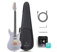 Enya Inspire Guitare électrique intelligente en fibre de carbone avec haut-parleur sans fil 15 W, 20 sons différents, préréglages intégrés, câble de charge, clé de réglage et étui de guitare