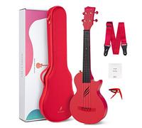 Enya Ukulélé Concert Nova U 23 pouces Fibre de Carbone Ukulele Débutants Petite Hawaïen Guitare Accessoire avec Housse Cordes Capodastre Sangle (rouge)