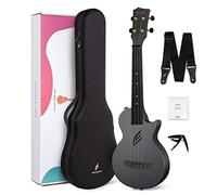 Enya Ukulélé Concert Nova U 23 pouces Fibre de Carbone Ukulele Débutants Petite Hawaïen Guitare Accessoire avec Housse Cordes Capodastre Sangle (noir)