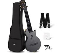 Enya Ukulele Soprano Nova U Mini Simple 21 Pouces - Ukulélé de voyage en fibre de carbone - avec Kit Débutant Comprenant étui, Sangle, Capodastre et Cordes (Noir)