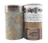 EnYan Lot de 7 rouleaux de ruban de masquage Washi décoratif japonais vintage pour loisirs créatifs, scrapbooking, bullet journal, planificateurs