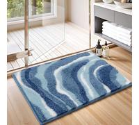 Enyhom Tapis de Bain Antidérapant 45 x 65 cm, Tapis Salle de Bain Bleu en Microfibre Super Absorbant, Extra Doux Epais et Lavable en Machine, Tapis Douche pour Baignoire, Salon
