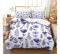 ENYISIYULO 3D Fleurs Parure De Lit pour Garçon Filles Adultes Adolescent 3 Pièces Microfibre Housse De Couette avec Taie d'oreiller Et Fermeture Éclair Single(140x200cm)
