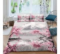ENYISIYULO 3D, Imprimé Cerises japonaises Literie en Microfibre Super Douce Et Respirante Housses De Couettes 3 Pièces avec Taies d'oreiller King(220x240cm)