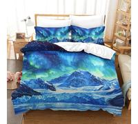 ENYISIYULO Aurores boréales Parure De Lit,Microfibre Parure De Lit pour Garçons Et Filles, 3 Pièces 3D Housse De Couette +Taie d'oreiller Et Fermeture Éclair Single(140x200cm)