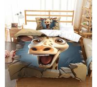 ENYISIYULO Girafe Antibactérien Housse De Couette Respirant Housse Couette Doux Housse De Couette 2 Pièces avec Fermeture Éclair Housse De Literie pour Garçons Adultes Single(135x200cm)