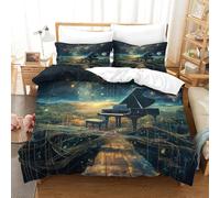 ENYISIYULO Housse De Couette Musique 3 Pièces Piano Microfibre Imprimé 3D Douce Respirante Housse De Couette avec 2Taies d'oreiller pour Garçons Et Filles Single(140x200cm)
