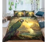 ENYISIYULO Imprimé 3D Le Perroquet Parure De Lit Microfibre Super Douce Et Respirante Housses De Couettes 3 Pièces Et Taie d'oreiller Double(200x200cm)
