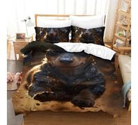 ENYISIYULO Le Chien 3D Imprimé Literie Enfants Lits en 3Pcs Microfibre Housse De Couette avec Taies d'oreiller Enfants Adolescents avec Fermeture Éclair Single(140x200cm)