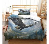 ENYISIYULO Parure De Lit Aigle 2Pcs Bald Aigle Chambre Décor Parure De Lit en Microfibre Imprimé 3D avec 1 Taie d'oreiller pour Garçons Et Filles Single(135x200cm)