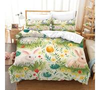 ENYISIYULO Parure De Lit Cute Le Lapin 3 Pièces Amazing Le Lapin Douce Respirante Ensemble De Literie 3D Imprimée Microfibre avec 2 Taies d'oreiller pour Adultes Enfants Single(140x200cm)