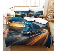 ENYISIYULO Sets Housse De Couette Gros camions 3 Pièces Camion Chambre Décor Parure De Lit en Microfibre Imprimé 3D avec 2 Taie d'oreiller pour Adultes Enfants Single(140x200cm)