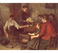 ENYLUFUT Célèbre Imprimer Affiche Imprimé sur Toile le repas frugal d'Emile Friant Images Abstraites Pour la Décoration de Bureau 60x90cm