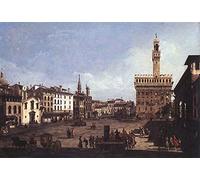 ENYLUFUT De Célèbres Tableaux Peinture Motif Moderne Toile Décor La Piazza della Signoria à Florence Bernardo Bellotto Pour la Décoration du Salon 60x90cm