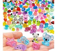Enyoir 160 mini animaux en résine mélangés, 64 styles rares d'animaux en verre phosphorescents minuscules petites créatures marines, faune, insectes, pandas, mini canards, dinosaures pour décoration