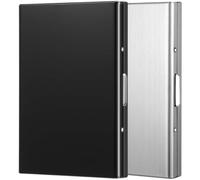 Enyoir Portefeuille fin RFID pour cartes de crédit, bloque les voleurs d'identité, étui en acier inoxydable et aluminium avec 6 fentes en PVC, Lot de 2 (noir et argenté), Lot de 2, Moderne