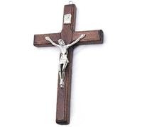 Enyolidimk Croix en bois marron à suspendre, symbole de culte religieux pour décoration de la maison, crucifix catholique en bois, articles de décoration