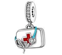 ENZEBAOFU 925 Bracelets et colliers en argent sterling Bijoux Passeport Avion Perles Pendentifs Papillon Libellule Bijoux Cadeau de Bijoux pour Femme, Trousse de premiers secours, -