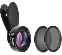 Enzemit Objectif zoom macro 30-120 mm, pour iPhone, Samsung, Android, Pixel, noir, matériaux mixtes, revêtement HD, rapport de zoom 4:1, mise au point automatique/manuelle, compatible avec la plupart