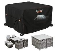 Enzeno Housse de protection imperméable pour meubles de jardin, pour table et chaises d'extérieur, résistante aux intempéries, 152,4 x 152,4 x 71,1 cm (L x l x H), noir