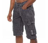 Enzo Bermudas Cargo Combat en Jean Poches, Longueur Genou, Bleu/Gris