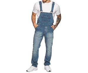 Enzo EZD390 VEN Denim Dungarees, Salopette Homme, LIGHT STONEWASH, 50