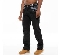 Enzo Hommes Jeans Jambe Droite Coupe Standard Noir Pantalon Grand Tout Tailles
