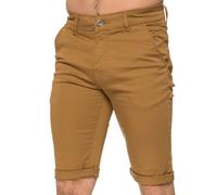 Enzo Hommes Short Chino Slim Fit Coton Extensible Casual Été Plage Demi Pantalon