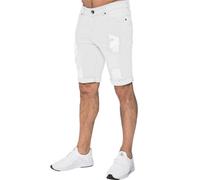 Enzo Hommes Short Jeans Coton Extensible Déchiré Slim Fit Demi Pant Tailles UK