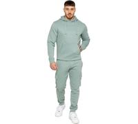 Enzo Hommes Survêtement Pull Polaire Hiver Capuche & Cargo Jogger Ensemble