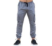 Enzo Hommes Tech Pantalon Cargo à Élastique Décontracté Combat Resserré Coton