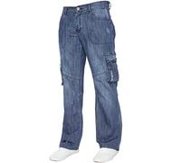 Enzo Jean Cargo Combat Homme Pantalon Décontracté Travail Denim Toutes Tailles de Tour de Taille, bleu, 32W / 32L