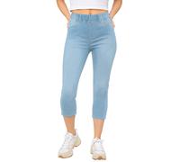Enzo Jeggings Femme Taille Haute Cropped Denim Stretch Jean Slim Poches