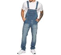 Enzo Men's EZD390 VEN Denim Dungarees Overalls, Bleu, 38