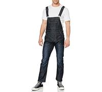 Enzo Men's EZD390 VEN Denim Dungarees Overalls, Noir, 32