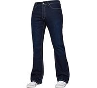 Enzo Pantalon cargo en denim pour homme avec jambe large, coupe bootcut, toutes tailles de ceinture, Indigo, 32W x 32L