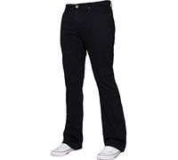 Enzo Pantalon cargo en denim pour homme avec jambe large, coupe bootcut, toutes tailles de ceinture, Noir , 40W x 30L