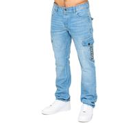 Enzo Pantalon Jean Droit Regular En Denim Lourd Casual En Coton
