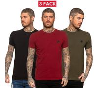Enzo T-Shirt Slim Décontracté Uni Coton Col Rond T-Shirt Haut Manches Courtes