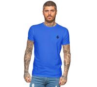 Enzo T-Shirt Slim Décontracté Uni Coton Col Rond T-Shirt Haut Manches Courtes