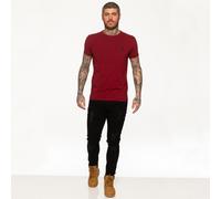 Enzo T-Shirt Slim Décontracté Uni Coton Col Rond T-Shirt Haut Manches Courtes