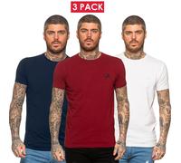 Enzo T-Shirt Slim Décontracté Uni Coton Col Rond T-Shirt Haut Manches Courtes
