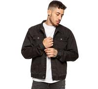 Enzo Veste en jean pour homme style western classique style camionneur vintage, Noir , XXL