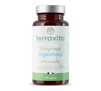 ENZYMES Digestives | Lactase + Complexe Digezyme® + Curcuma | Intolérance au Lactose, Digestion Difficile et Ballonnements | Mix Basifiant sans Bétaïne | 60 Gélules Vegan | Made in France | Terravita